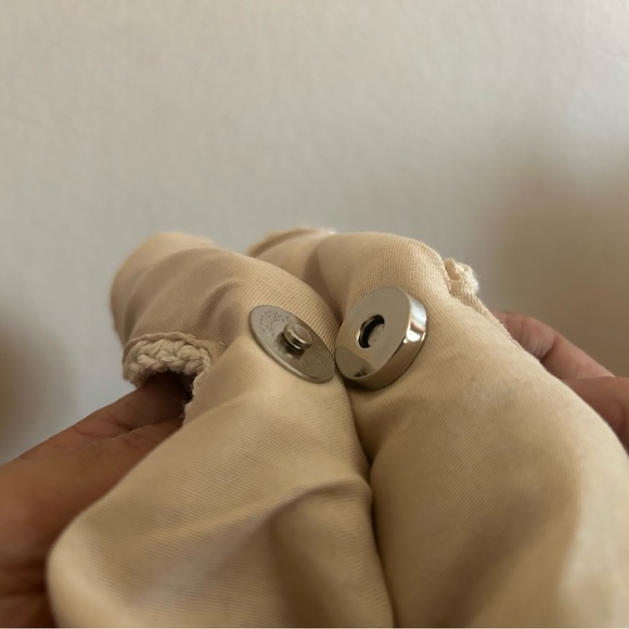 Mini Boho Crochet Purse Handbag with wooden strap handles Never Used - Picture 5 of 10